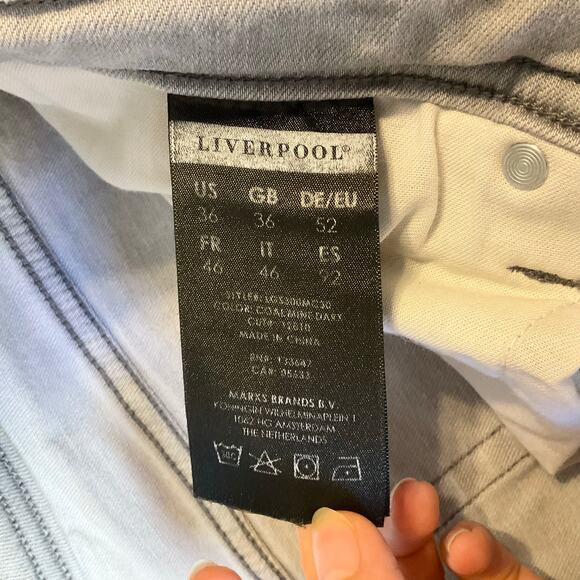 Liverpool Men Slim Jeans Size 36x30 Gray Mid Rise Modern Straight - Picture 9 of 11